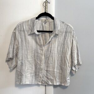 Thread & Supply Casual cropped linen button up